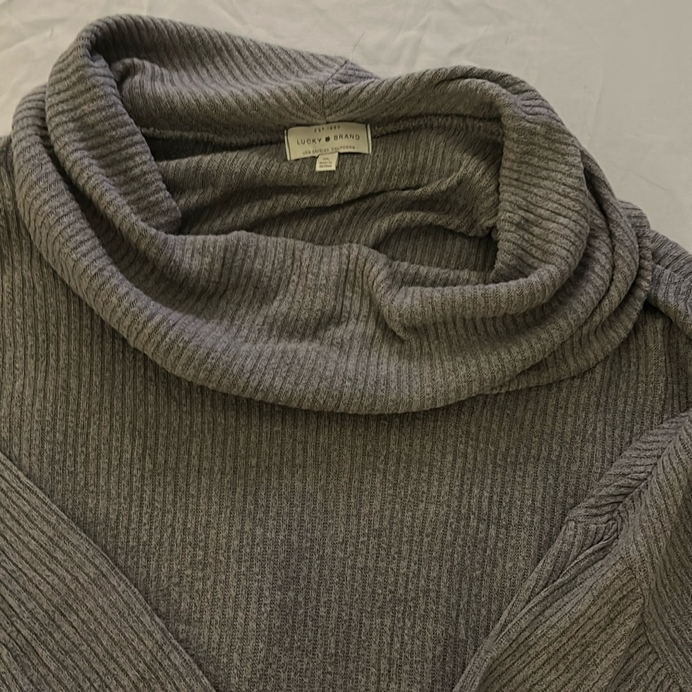 Lucky Brand Grey Cowl Neck XL Top with cross back detail